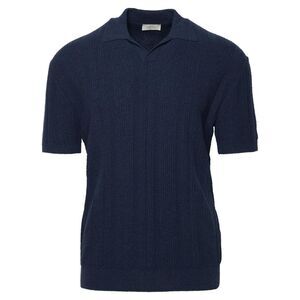 ALTEA Navy Cotton Blend Polo Shirt